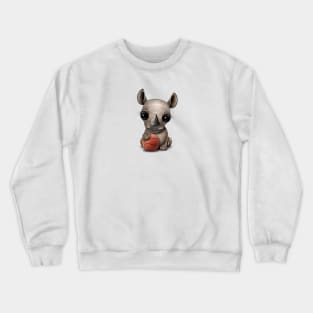 Cute Baby Rhino Playing With Basketball Crewneck Sweatshirt